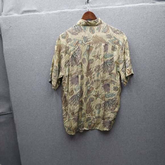 Vintage Rifky By Rohs Beige Abstract Print Button-Up Short Sleeve Shirt - Picture 3 of 3